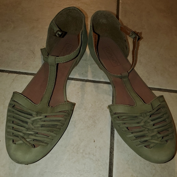 TopShop leather woven t-strap sandals /flats - Picture 10 of 14